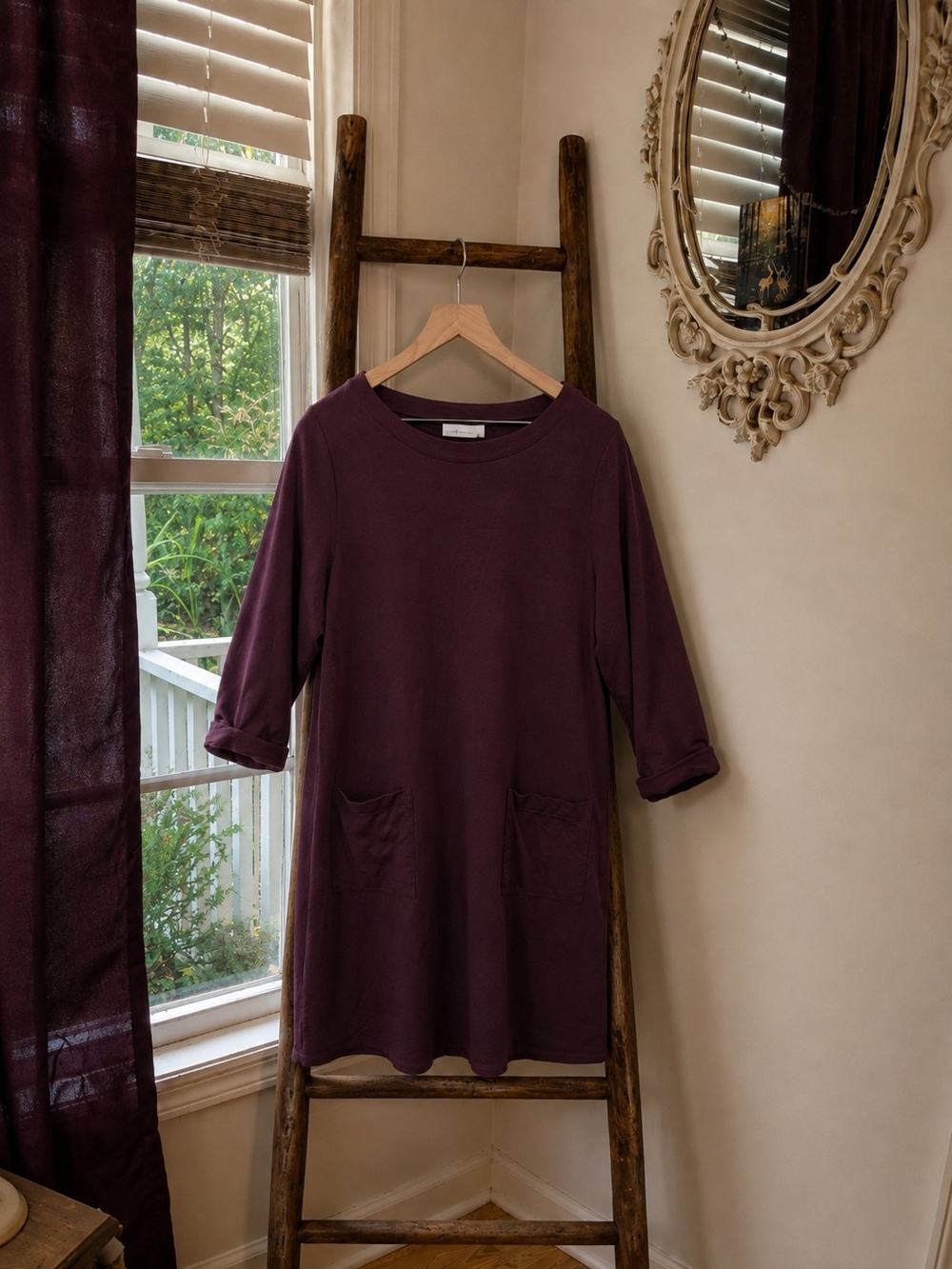 Women's Relaxed Pocket Tunic Dress Deep Purple